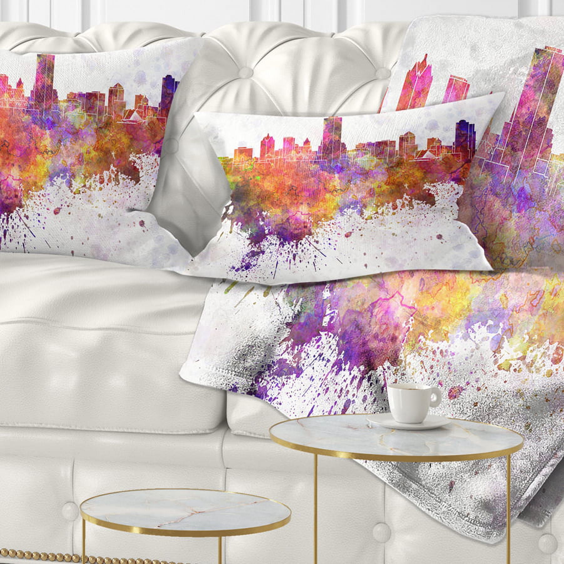 Designart Milwaukee Skyline - Cityscape Throw Pillow - 12x20