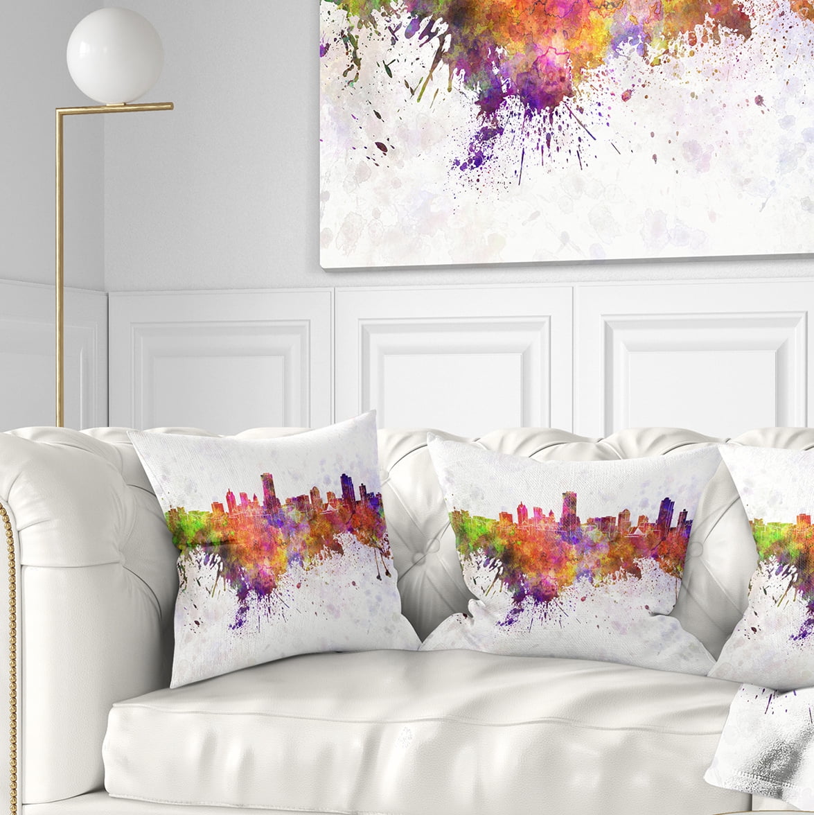 Designart Milwaukee Skyline - Cityscape Throw Pillow - 16x16