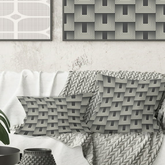 Designart Mimimal Black And White Design I' Mid-Century Modern Throw Pillow - 16x16