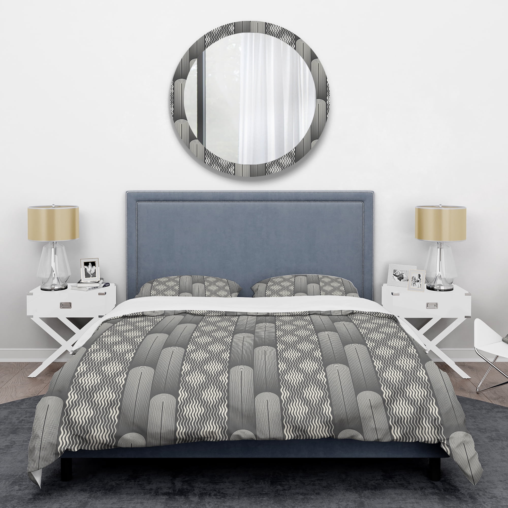 Designart 'Mimimal Black And White Design II' Mid-Century Modern Duvet Cover Set