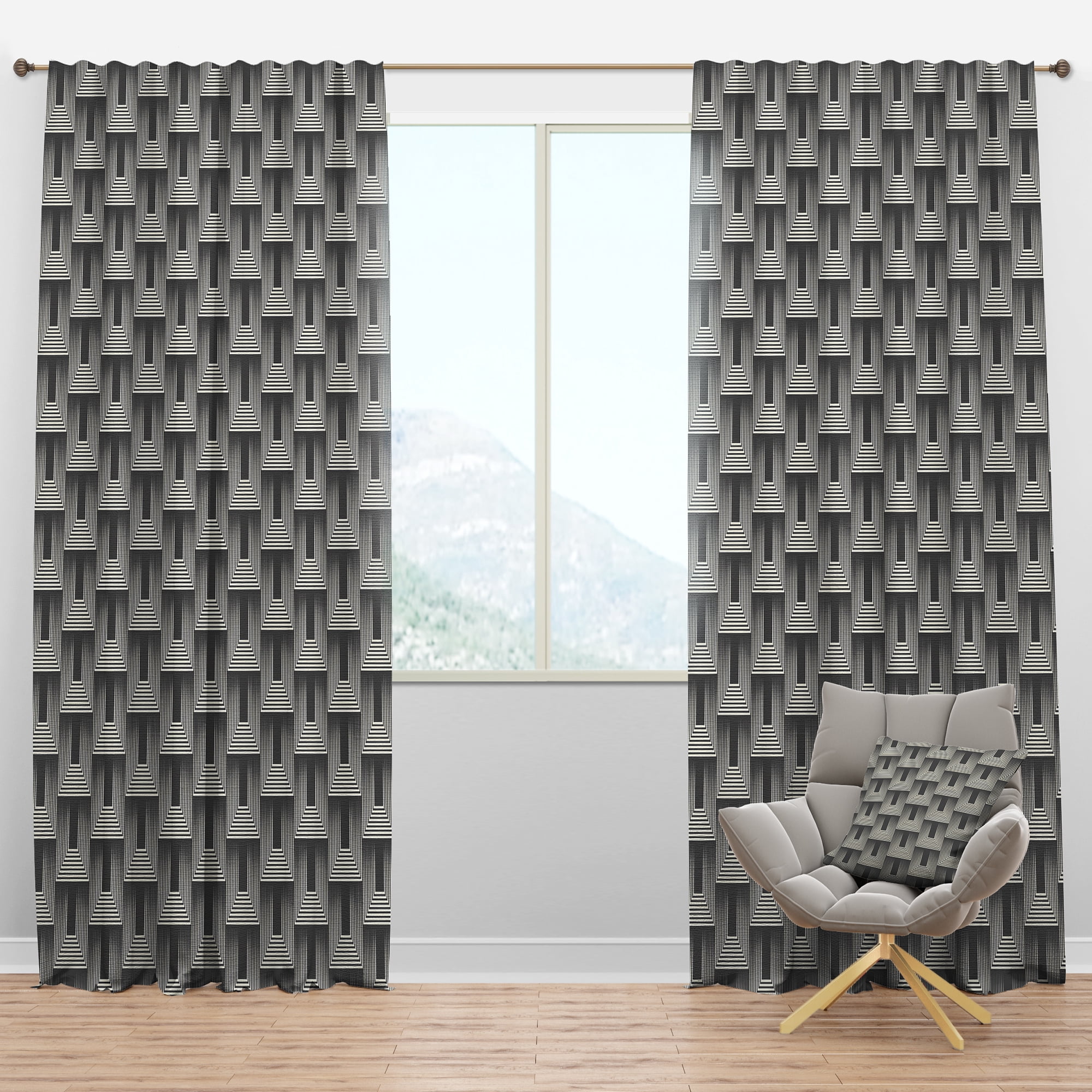 Designart 'Mimimal Monochrome Design I' Mid-Century Modern Blackout Curtain Panel