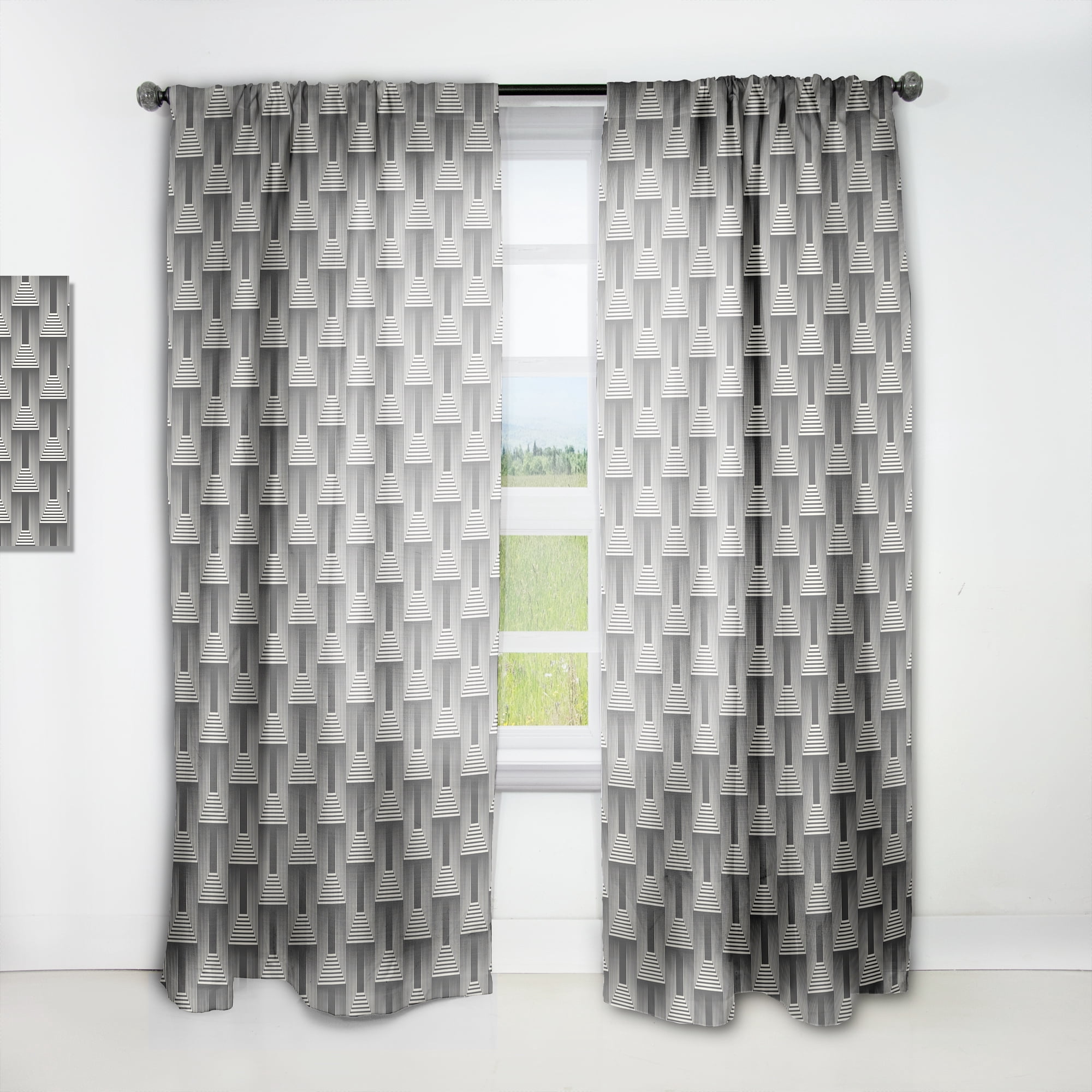 Designart 'Mimimal Monochrome Design I' Mid-Century Modern Curtain Panel