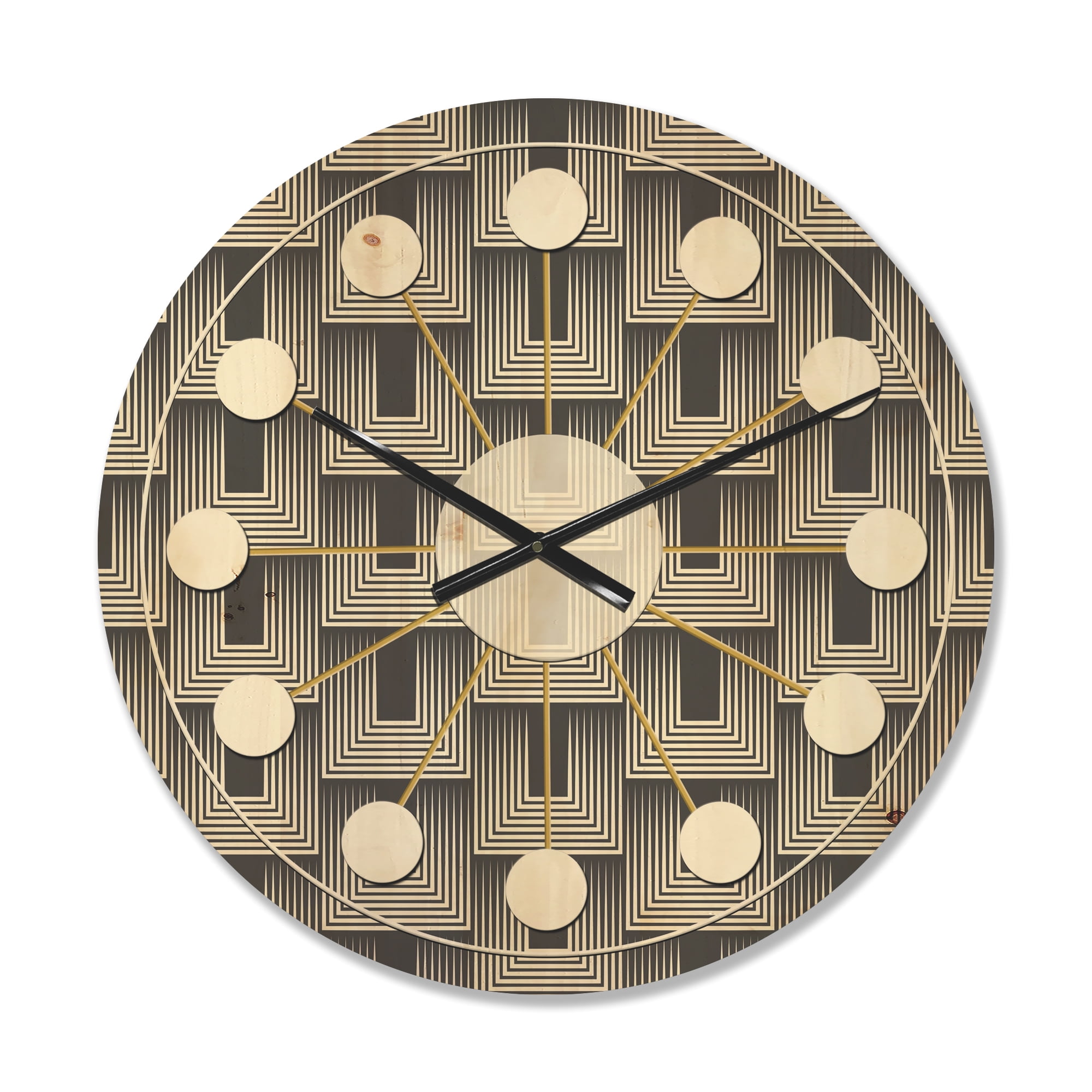 Designart 'Mimimal Monochrome Design I' Mid-Century Modern Wood Wall Clock