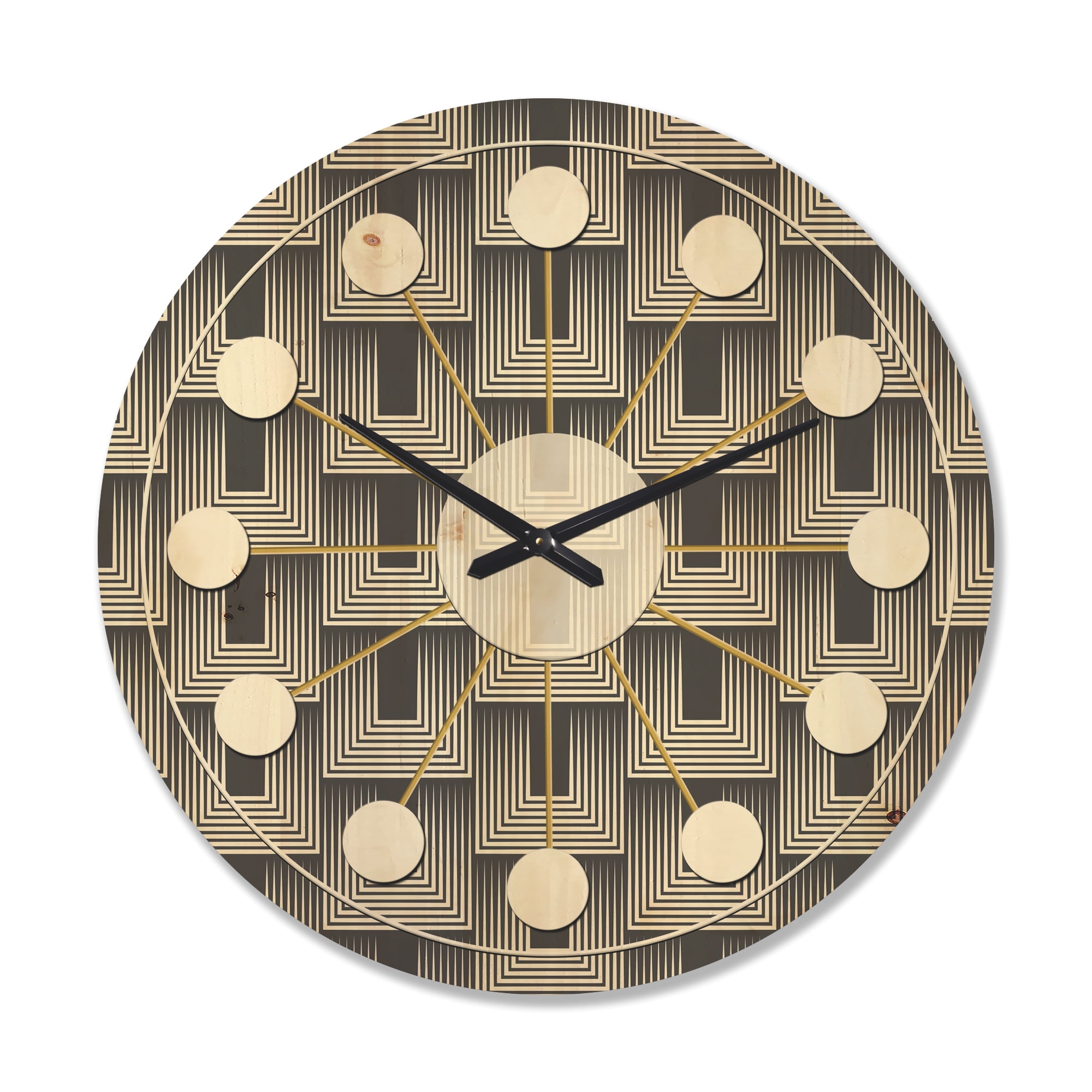 Designart 'Mimimal Monochrome Design I' Mid-Century Modern Wood Wall Clock
