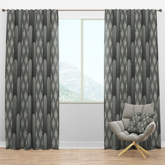 Designart 'Mimimal Monochrome Design II' Mid-Century Modern Blackout Curtain Panel