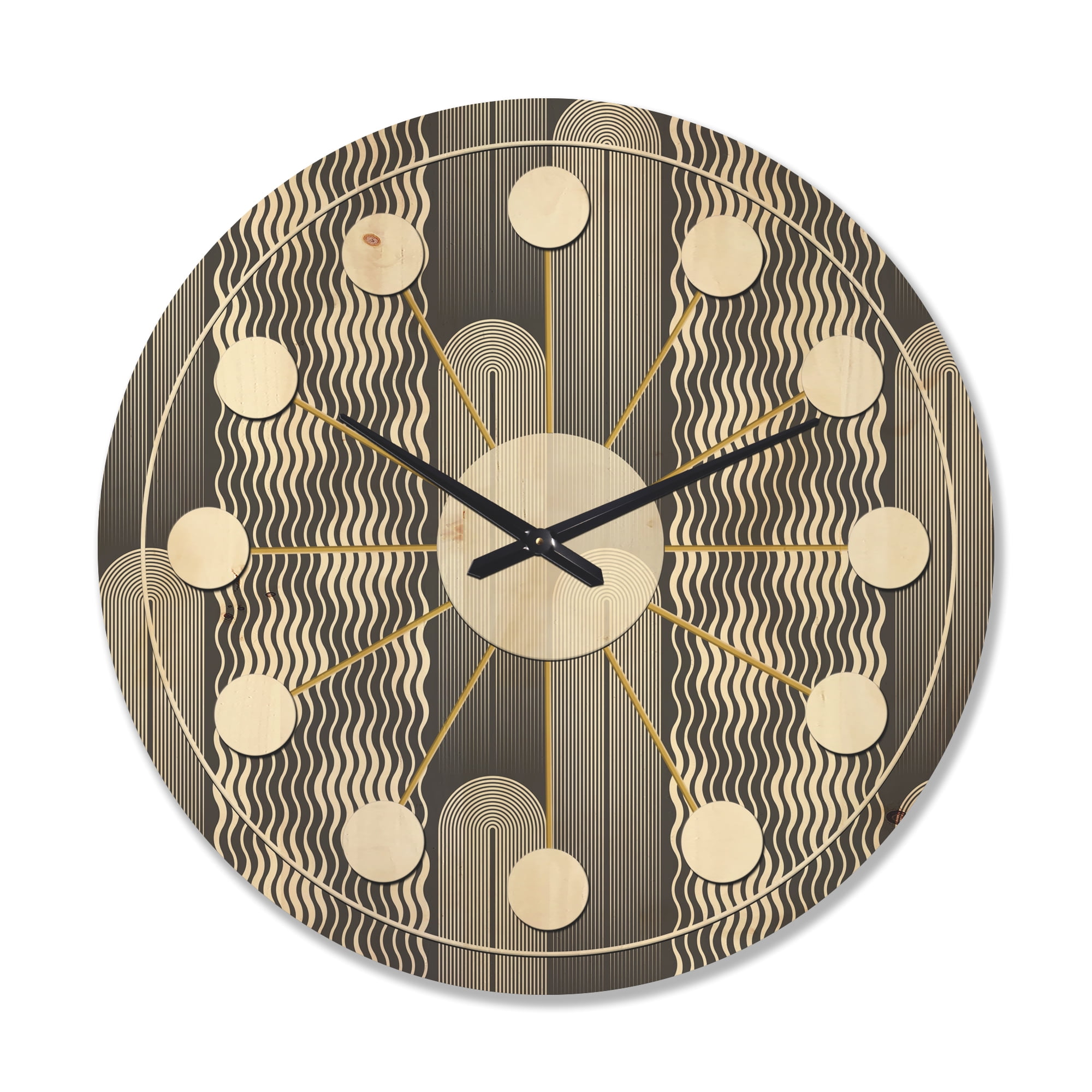 Designart 'Mimimal Monochrome Design II' Mid-Century Modern Wood Wall Clock