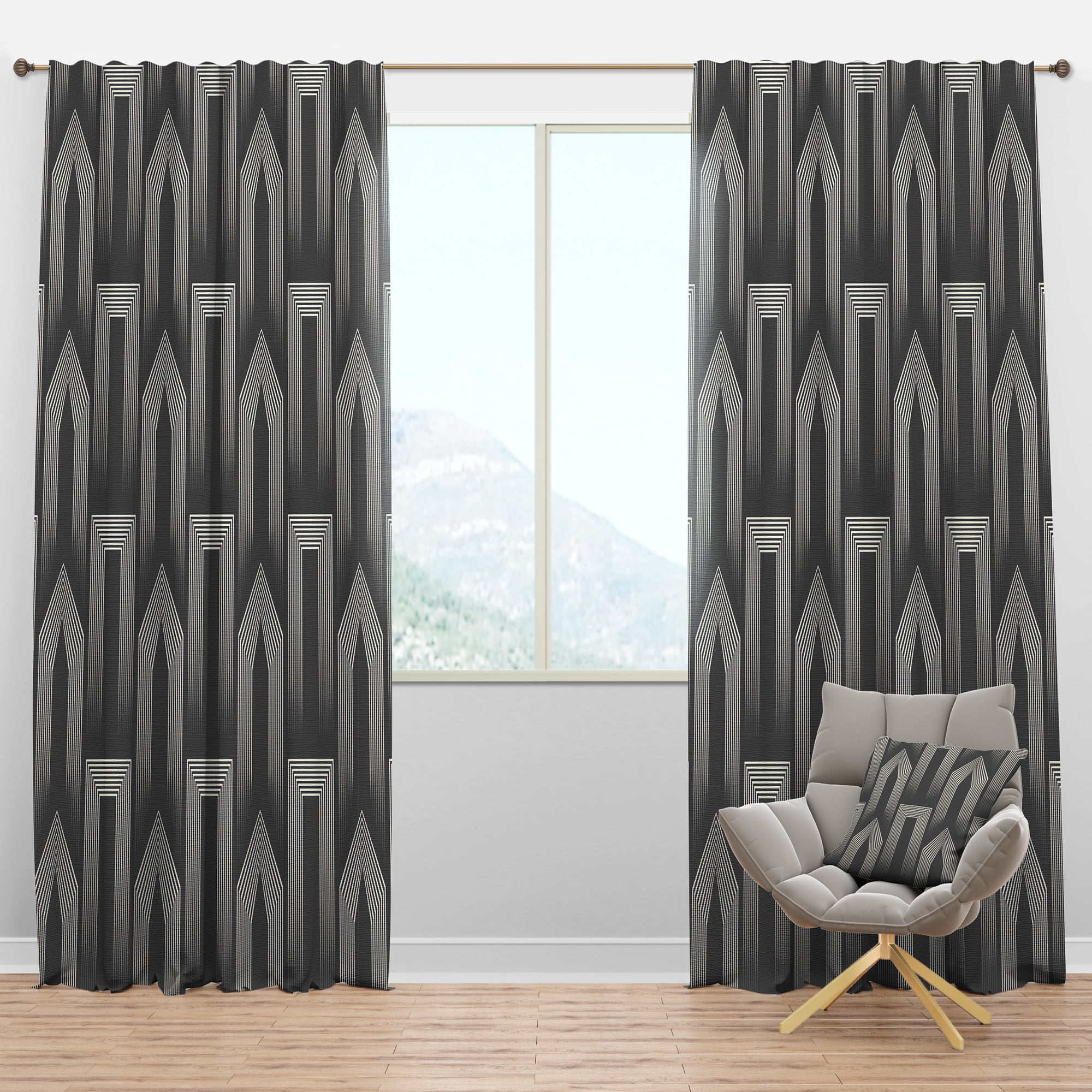 Designart 'Mimimal Monochrome Design III' Mid-Century Modern Blackout Curtain Panel