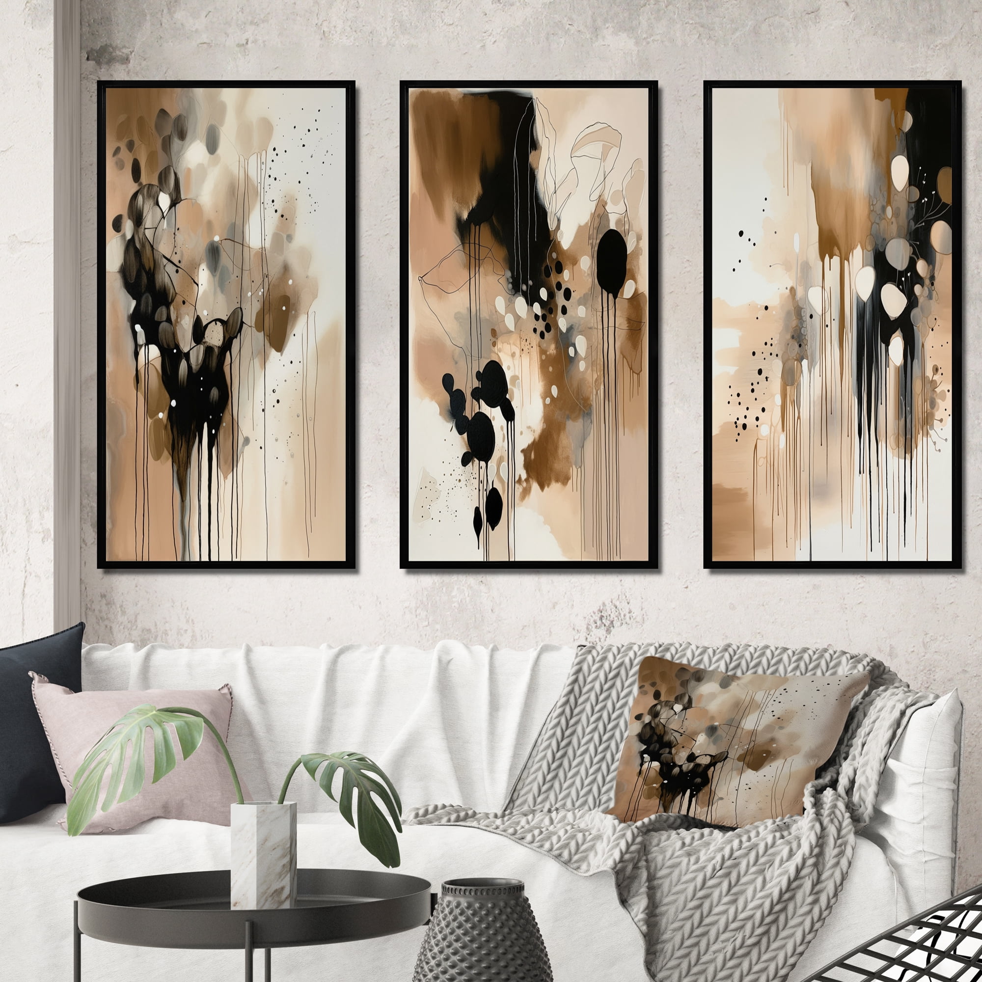 Designart "Mindful Abstraction in Brown III" Abstract Framed Wall Art ...