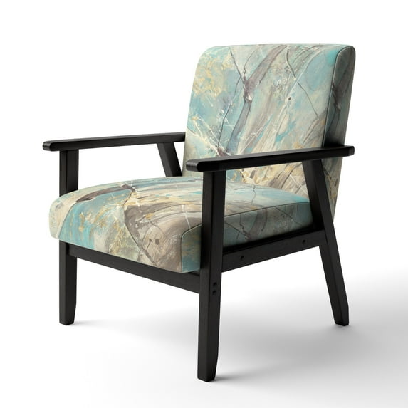 Designart "Mineral Landscape In Blue, Cream And Brown" Upholstered Nautical & Coastal Accent Chair - Arm Chair