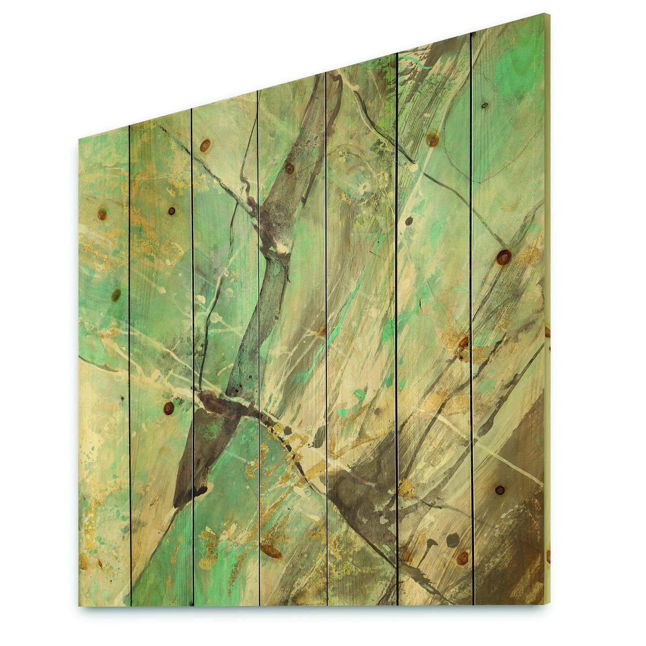 Designart 'Mineral Landscape In Brown, Blue and Cream' Nautical & Coastal Print on Natural Pine Wood