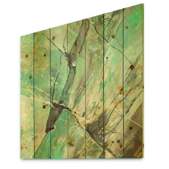 Designart 'Mineral Landscape In Brown, Blue and Cream' Nautical & Coastal Print on Natural Pine Wood