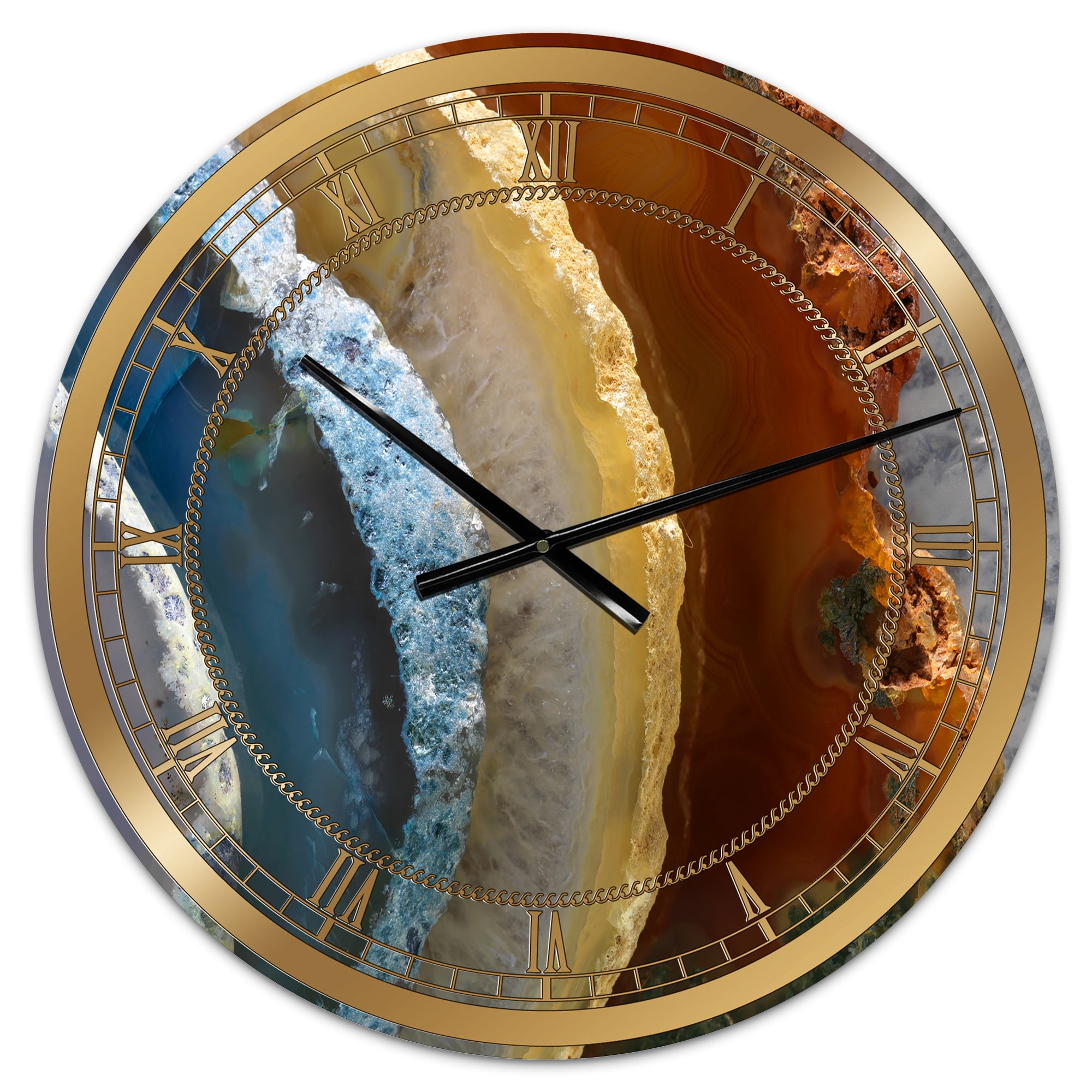Designart 'Mineral Slice XV' Metal Wall Clock