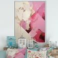 thumbnail image 1 of Designart "Minimal Abstract River In Gold And Pink III" Fuschia Floater Framed Canvas Art Print, 1 of 5