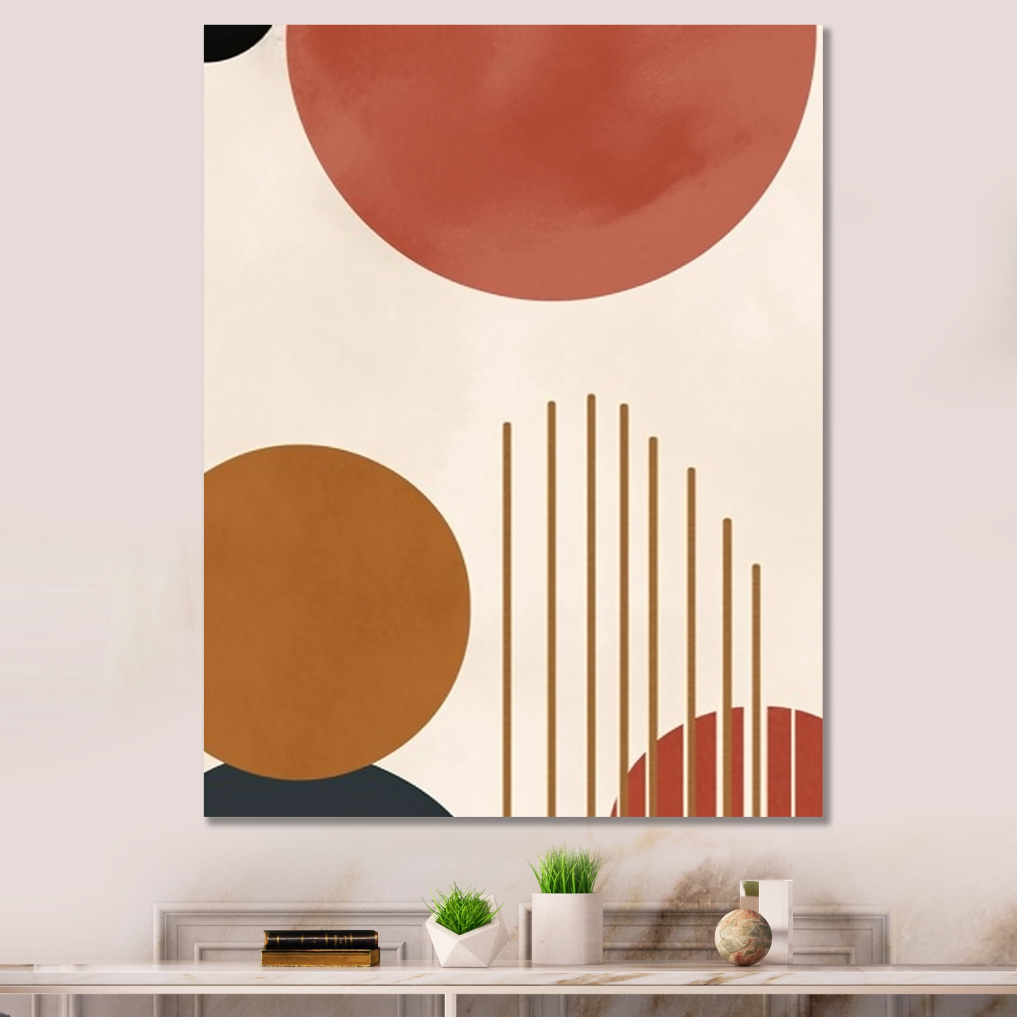 Designart "Minimal Boho Pattern in Beige I" Abstract Canvas Wall Art