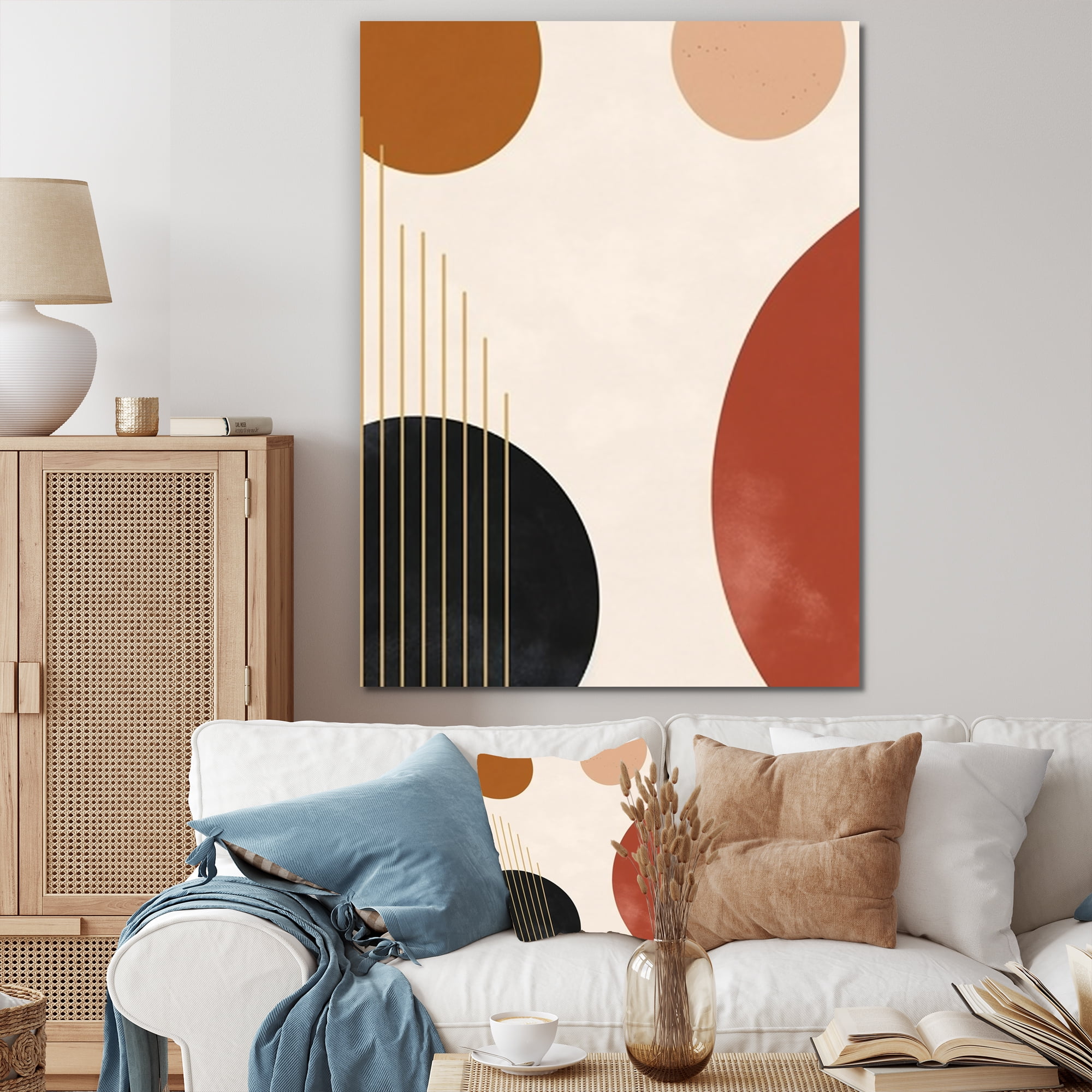 Designart "Minimal Boho Pattern in Beige II" Abstract Canvas Wall Art