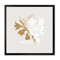 Designart 'Minimal Botanical Design In White and Brown' Traditional Framed Art Print