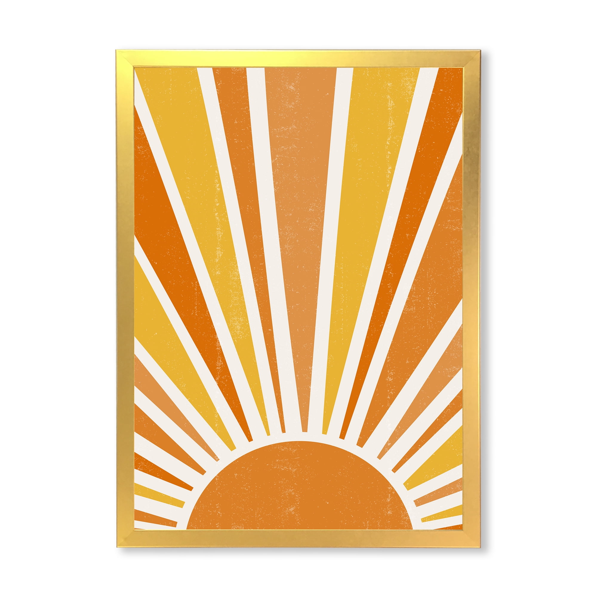 Designart 'Minimal Bright Shining Orange Sun Rays II' Modern Framed Art Print