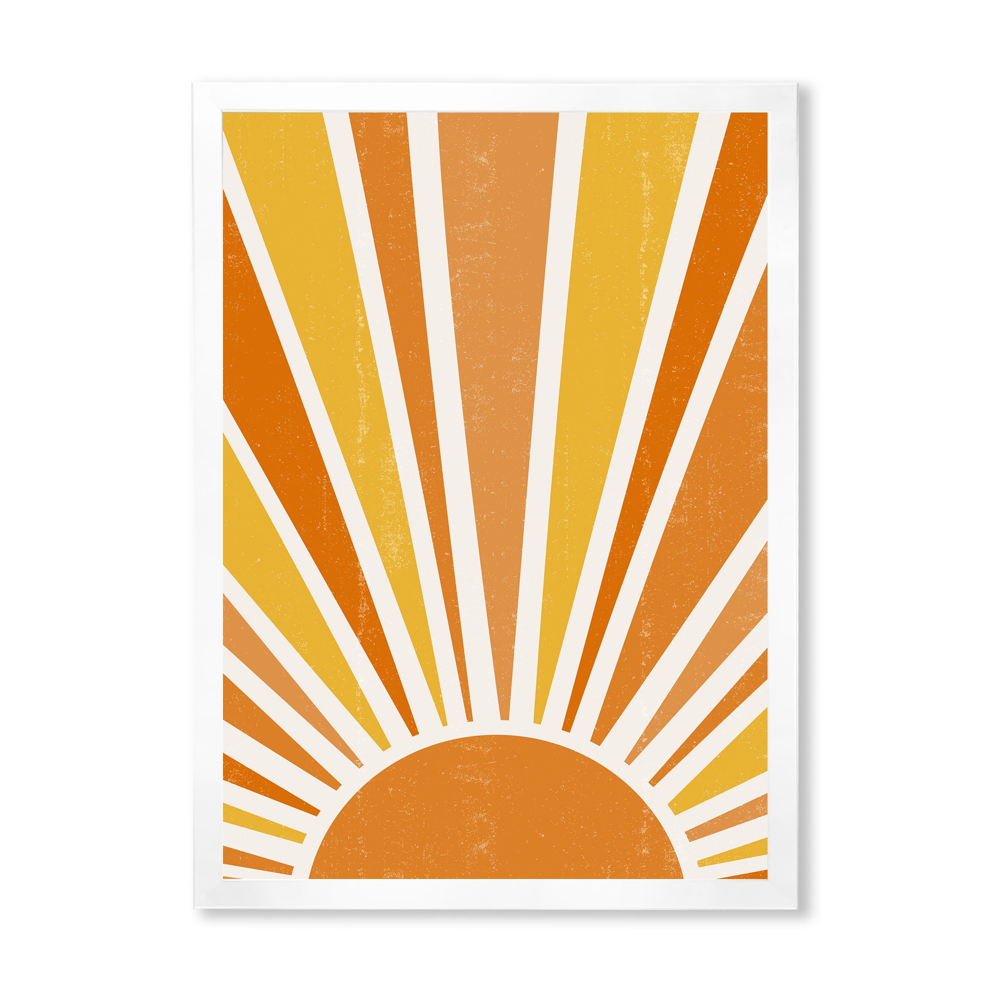 Designart 'Minimal Bright Shining Orange Sun Rays II' Modern Framed Art Print