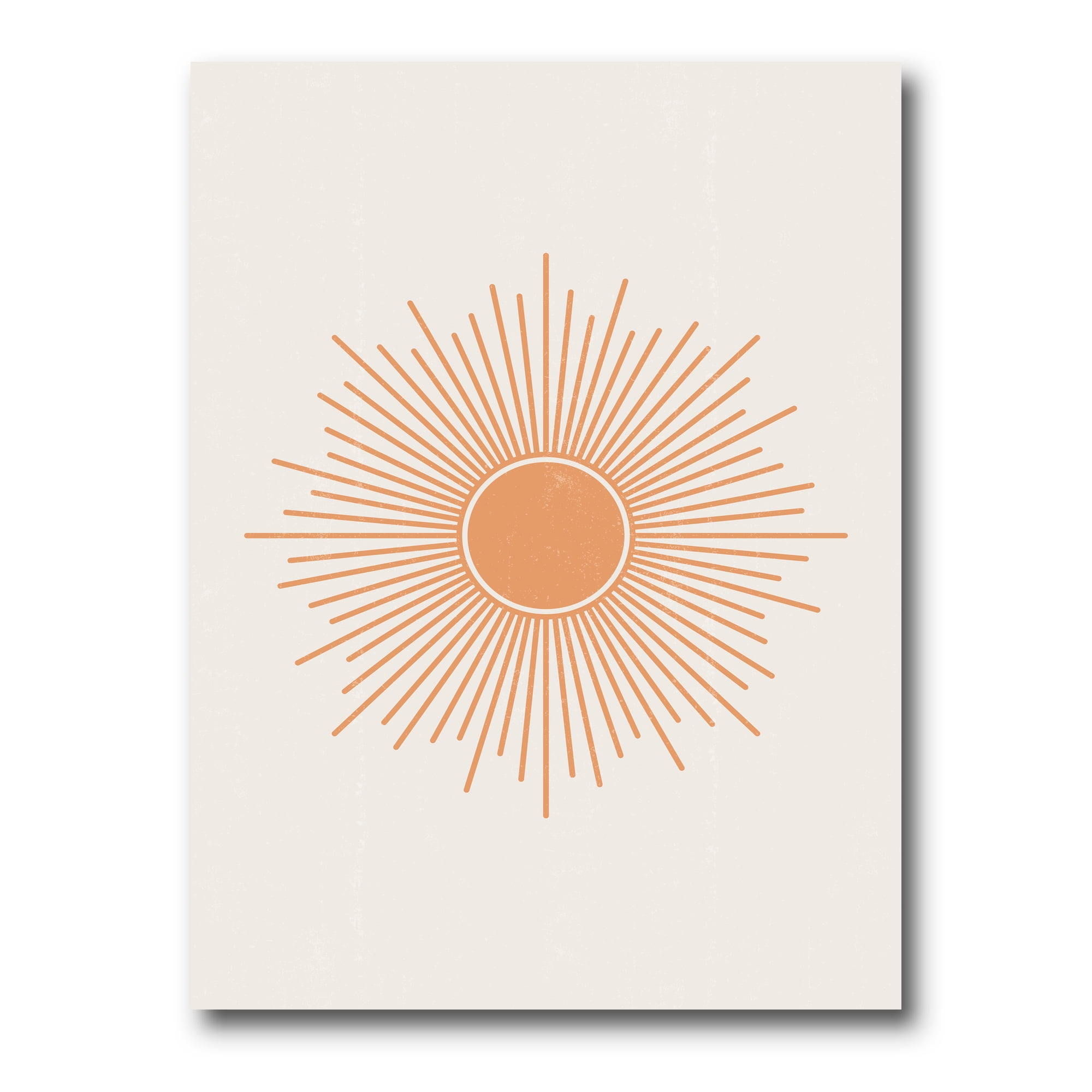Designart ' Minimal Bright Shining Orange Sun Rays III ' Modern Canvas Wall Art Print