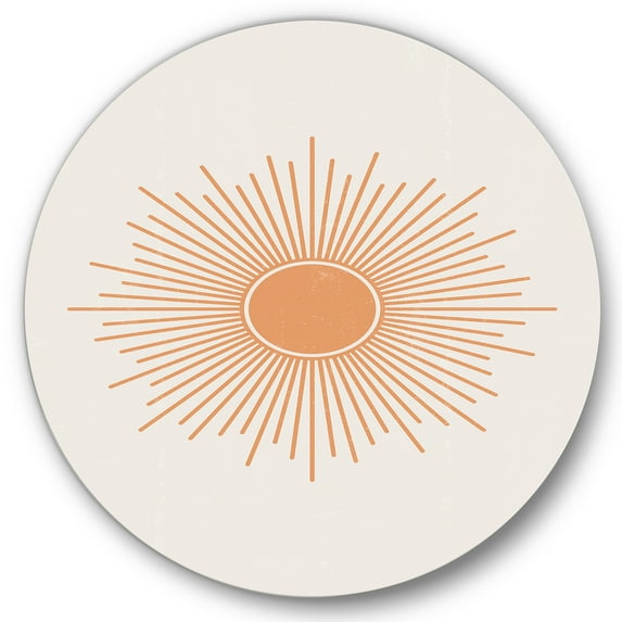 Designart 'Minimal Bright Shining Orange Sun Rays III' Modern Circle Metal Wall Art 36x36 - Disc of 36