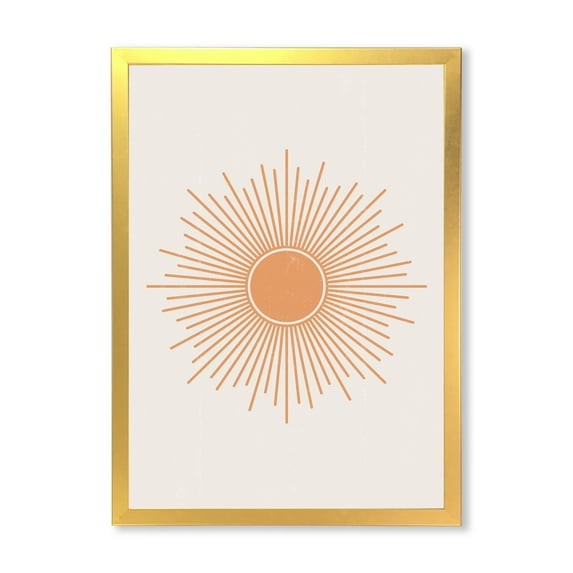 Designart 'Minimal Bright Shining Orange Sun Rays III' Modern Framed Art Print