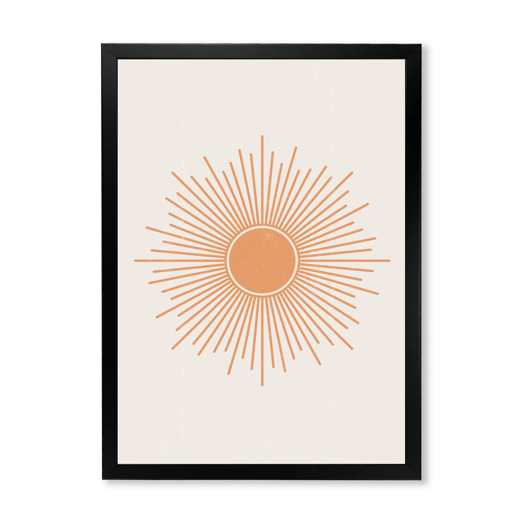 Designart 'Minimal Bright Shining Orange Sun Rays III' Modern Framed Art Print
