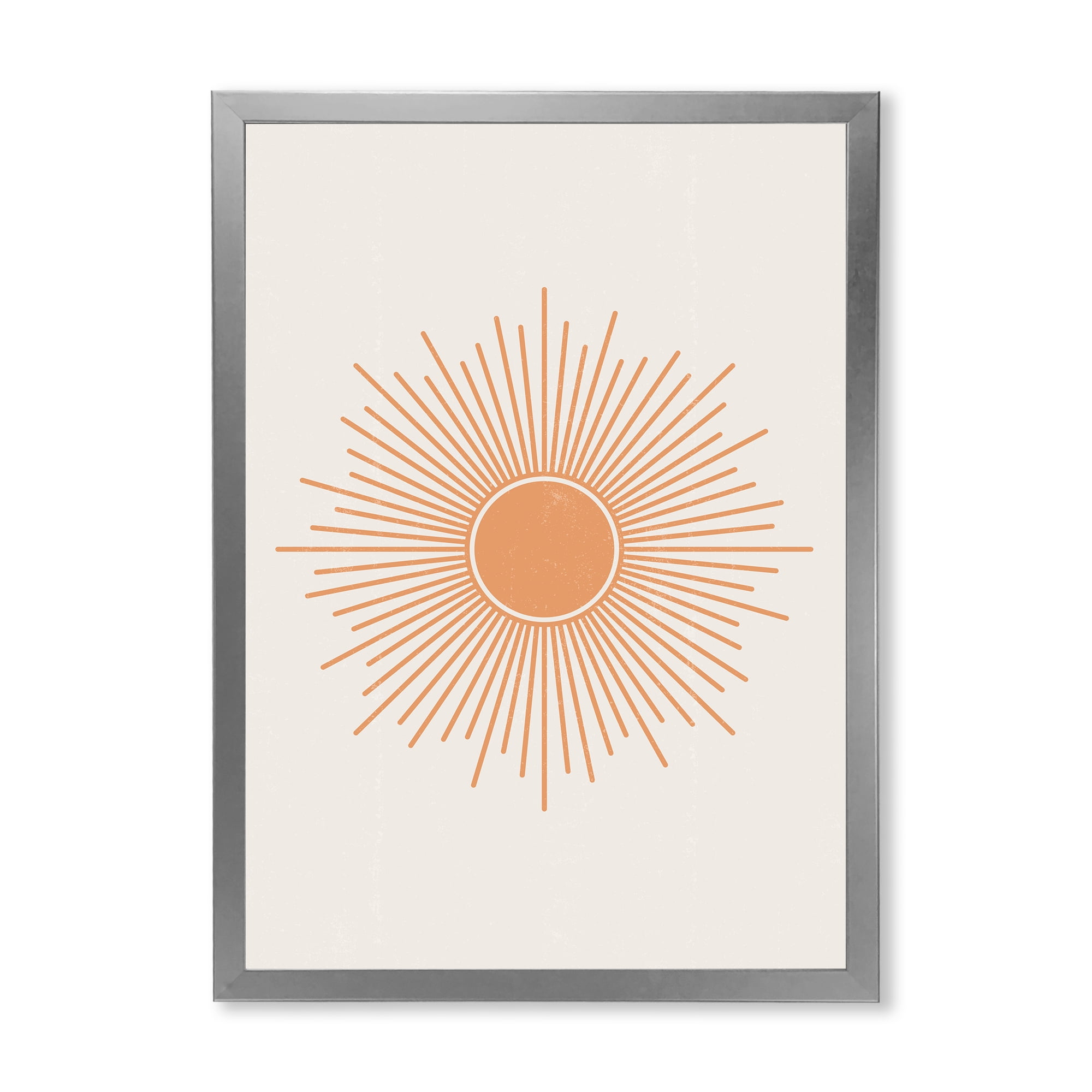 Designart 'Minimal Bright Shining Orange Sun Rays III' Modern Framed Art Print