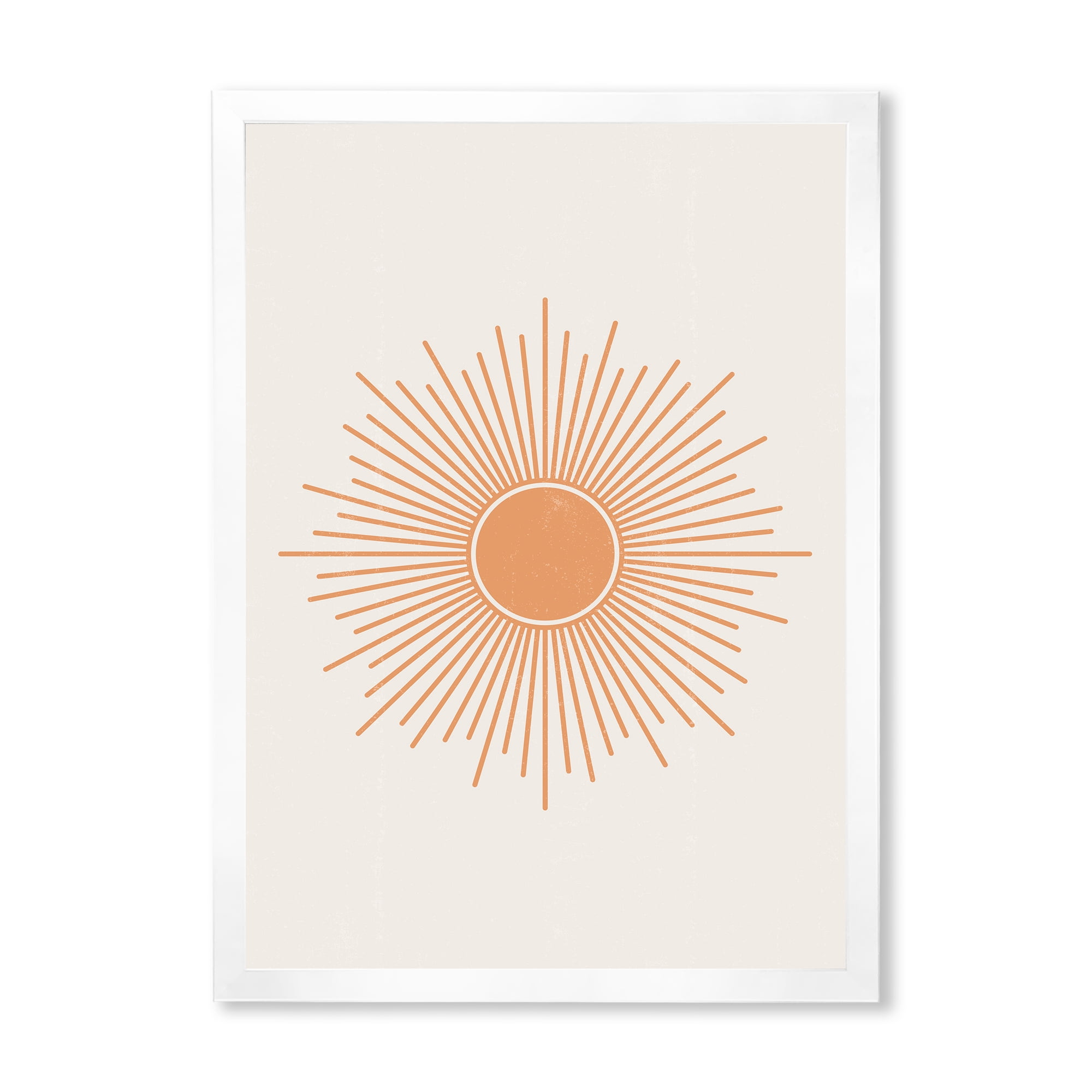 Designart 'Minimal Bright Shining Orange Sun Rays III' Modern Framed Art Print