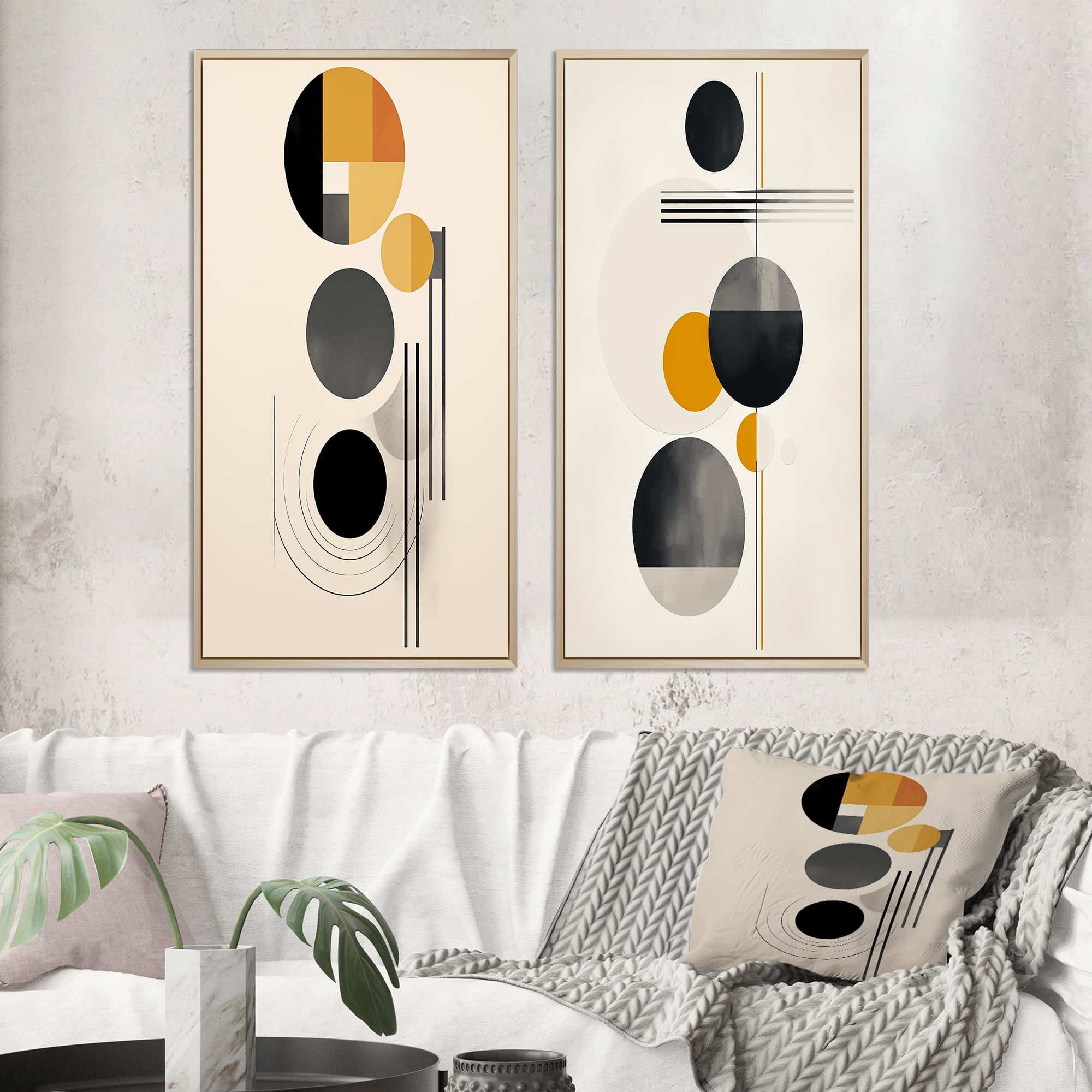 Designart "Minimal Circular Geometric Art II" Modern Geometric Framed