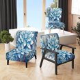 thumbnail image 1 of Designart "Minimal Collage of Blue and White Cacti II" Blue Cactus Upholstered Accent Chair - Traditional Arm Chair For Living Room, 1 of 1