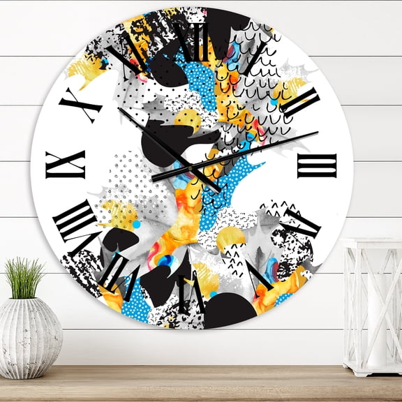 Designart 'Minimal Fluid Shapes In Bauhaus Memphis Style' Modern Wall Clock