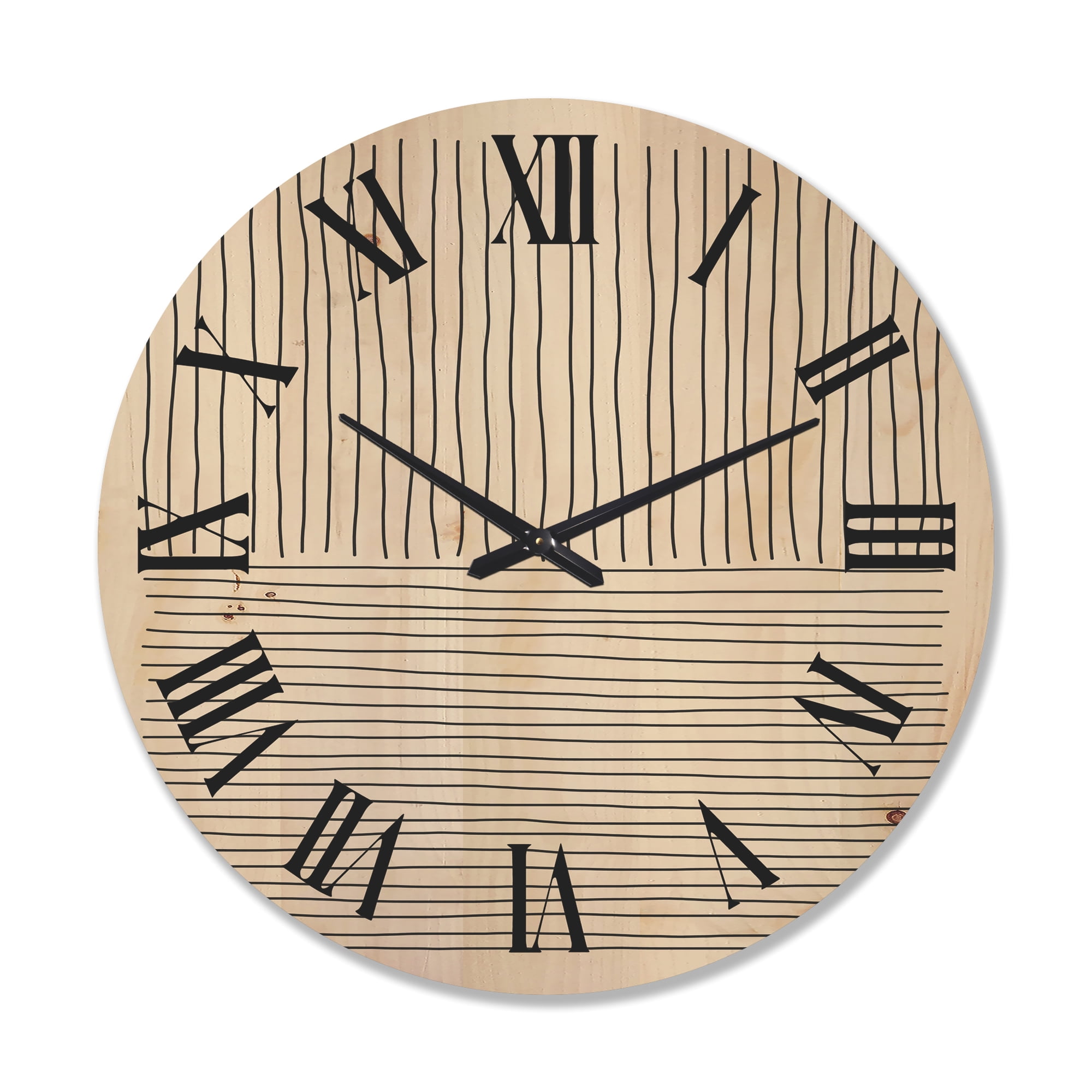 Designart 'Minimal Geometric Lines Vertical and Horizontal III' Modern Wood Wall Clock