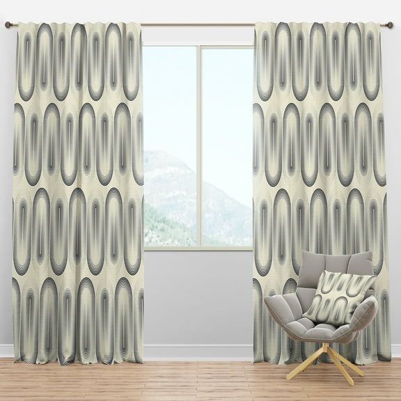Designart 'Minimal Geometric Retro Curved Ornament I' Mid-Century Modern Blackout Curtain Panel