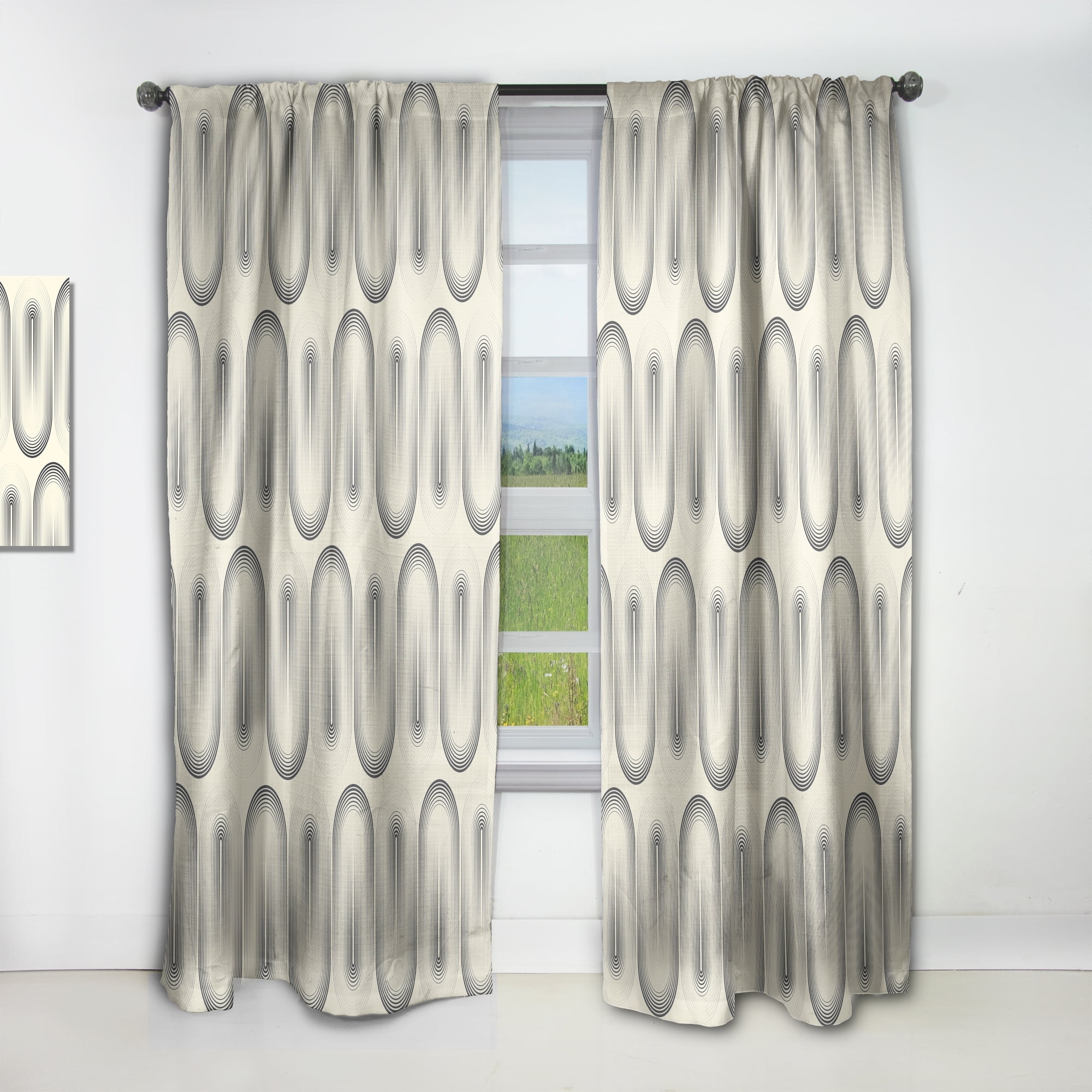 Designart 'Minimal Geometric Retro Curved Ornament I' Mid-Century Modern Curtain Panel
