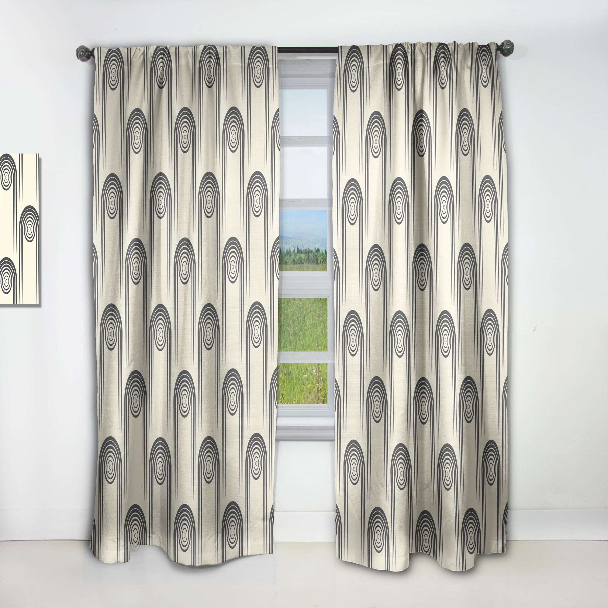 Designart 'Minimal Geometric Retro Curved Ornament II' Mid-Century Modern Curtain Panel