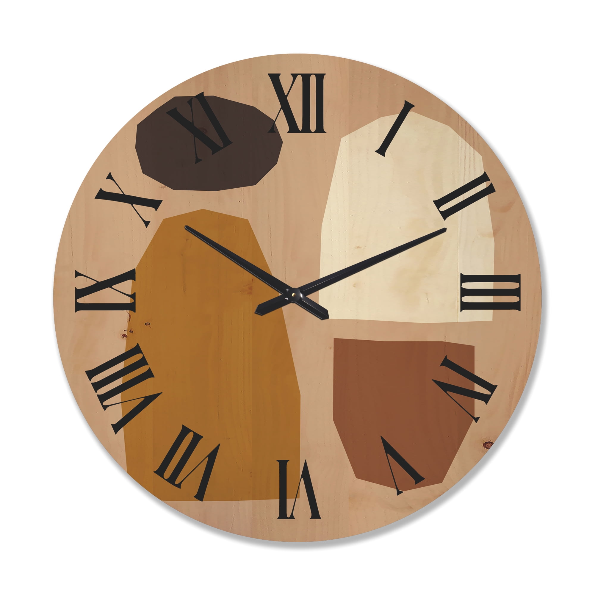 Designart 'Minimal Geometric and Elementary Organic Compostions XXXXVII' Modern Wood Wall Clock