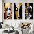 thumbnail image 1 of Designart "Minimal Glamour Portrait of an Exquisite Young Woman II" Fashion Woman Framed Wall Art Set Of 3 - Gold Glam Frame Gallery Wall Set For Home Decor, 1 of 6