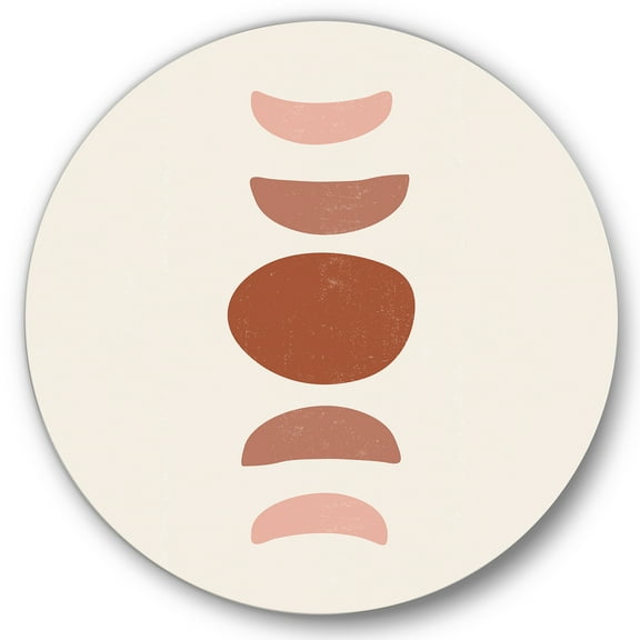 Designart 'Minimal Moon Phases On White' Modern Circle Metal Wall Art 23x23 - Disc of 23