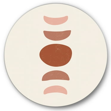 Designart 'Minimal Moon Phases On White' Modern Circle Metal Wall Art 36x36 - Disc of 36