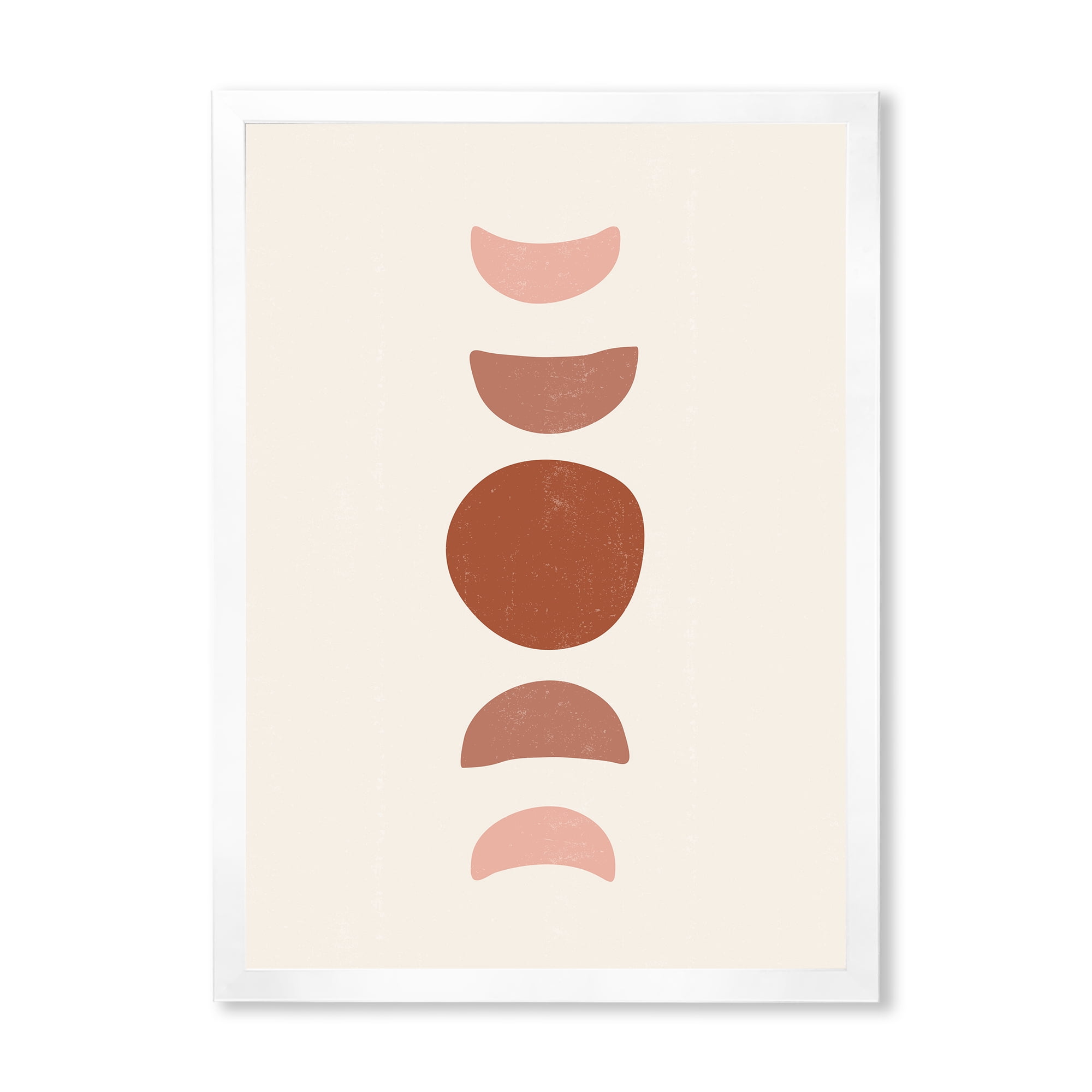 Designart 'Minimal Moon Phases On White' Modern Framed Art Print