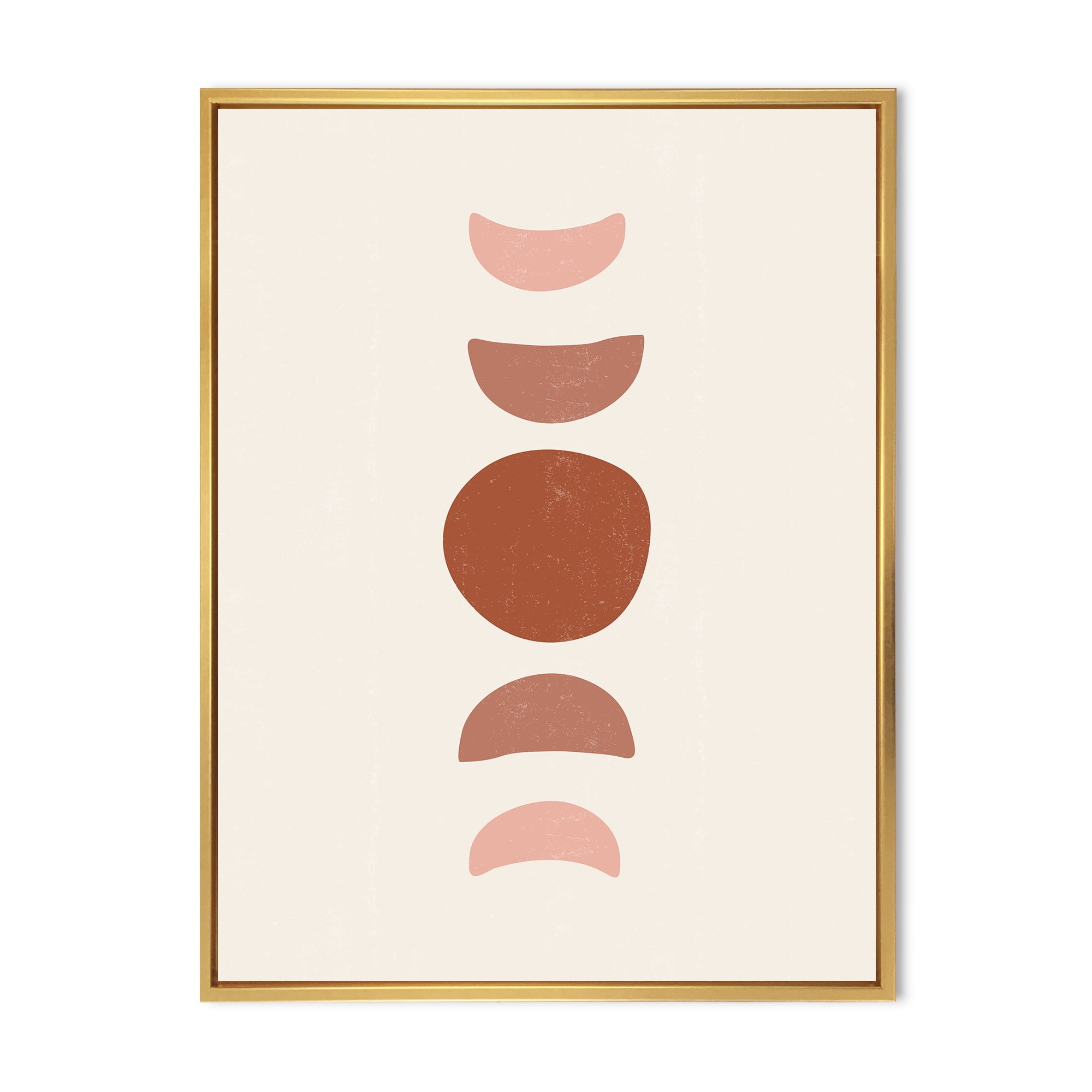 Designart 'Minimal Moon Phases On White' Modern Framed Canvas Wall Art Print