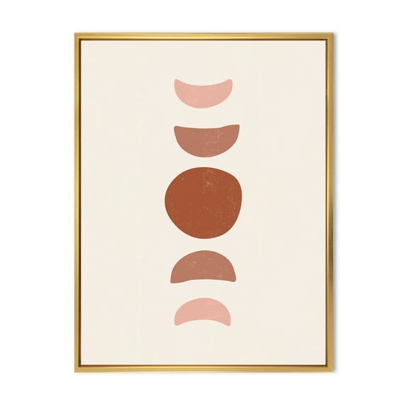 Designart 'Minimal Moon Phases On White' Modern Framed Canvas Wall Art Print