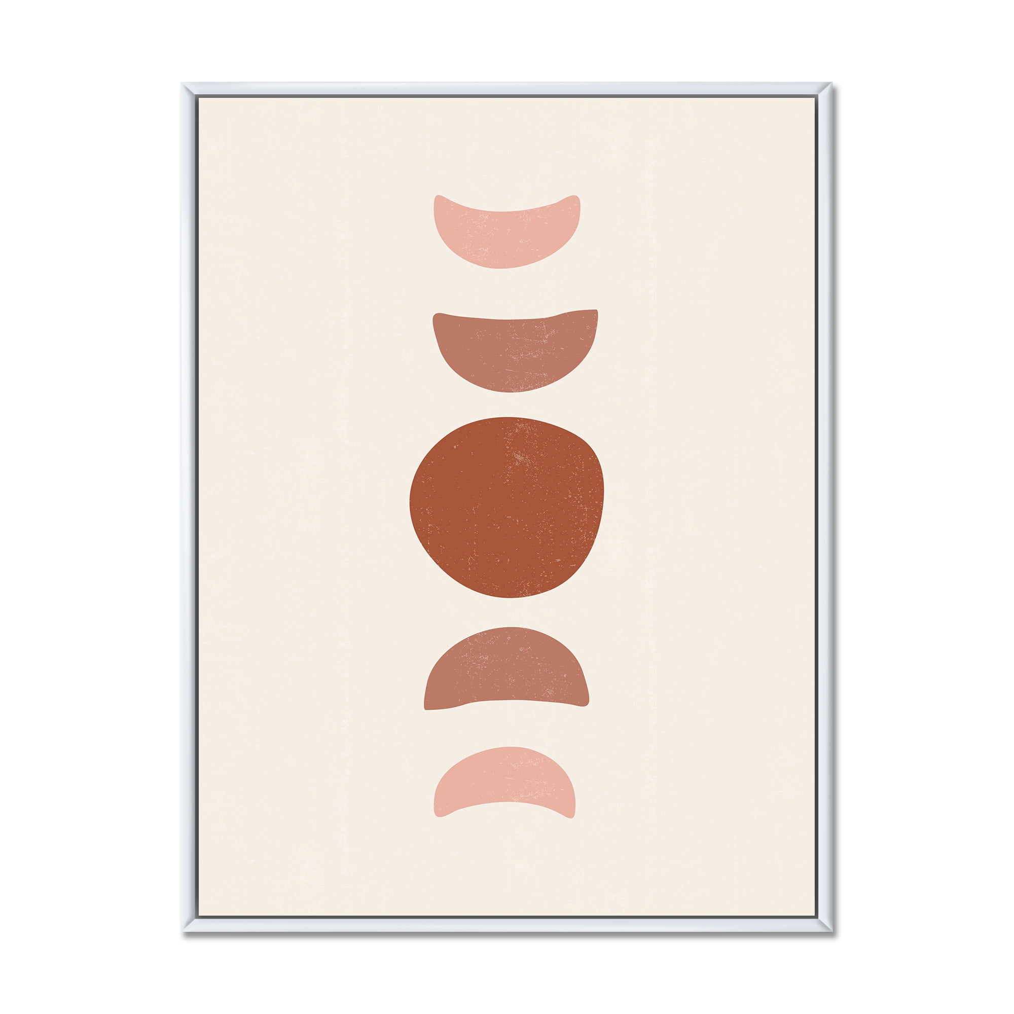 Designart 'Minimal Moon Phases On White' Modern Framed Canvas Wall Art Print