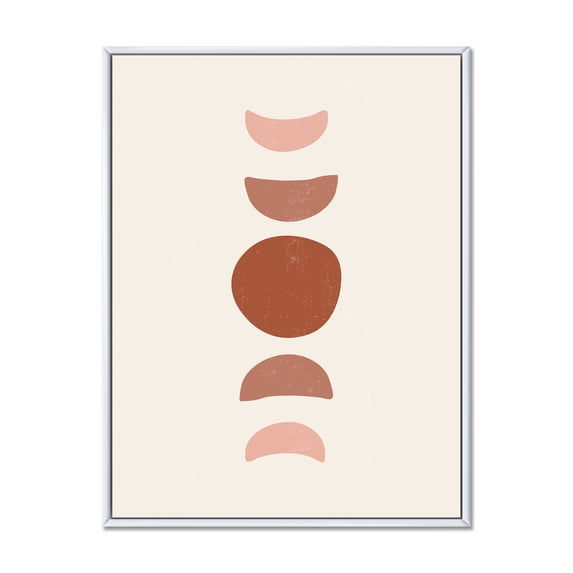 Designart 'Minimal Moon Phases On White' Modern Framed Canvas Wall Art Print