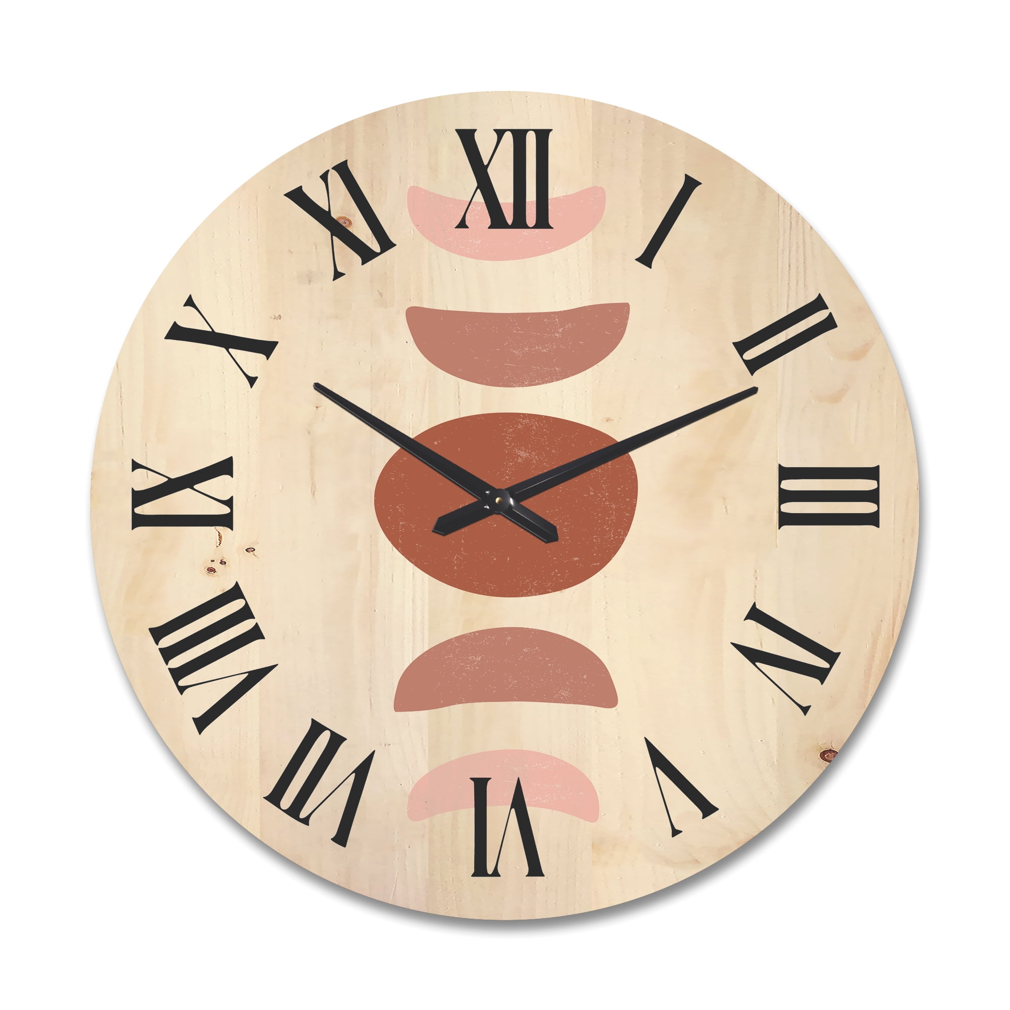 Designart 'Minimal Moon Phases On White' Modern Wood Wall Clock