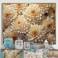 thumbnail image 1 of Designart "Minimal Mosaic: White Chrysanthemum Art" Chrysanthemums Floater Framed Wall Art Living Room, 1 of 5