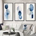 thumbnail image 1 of Designart "Minimal Orbicular Unity in Retro Blue II" Modern Geometric Framed Wall Art Set Of 3 - Blue Abstract Frame Gallery Set For Office Decor, 1 of 7