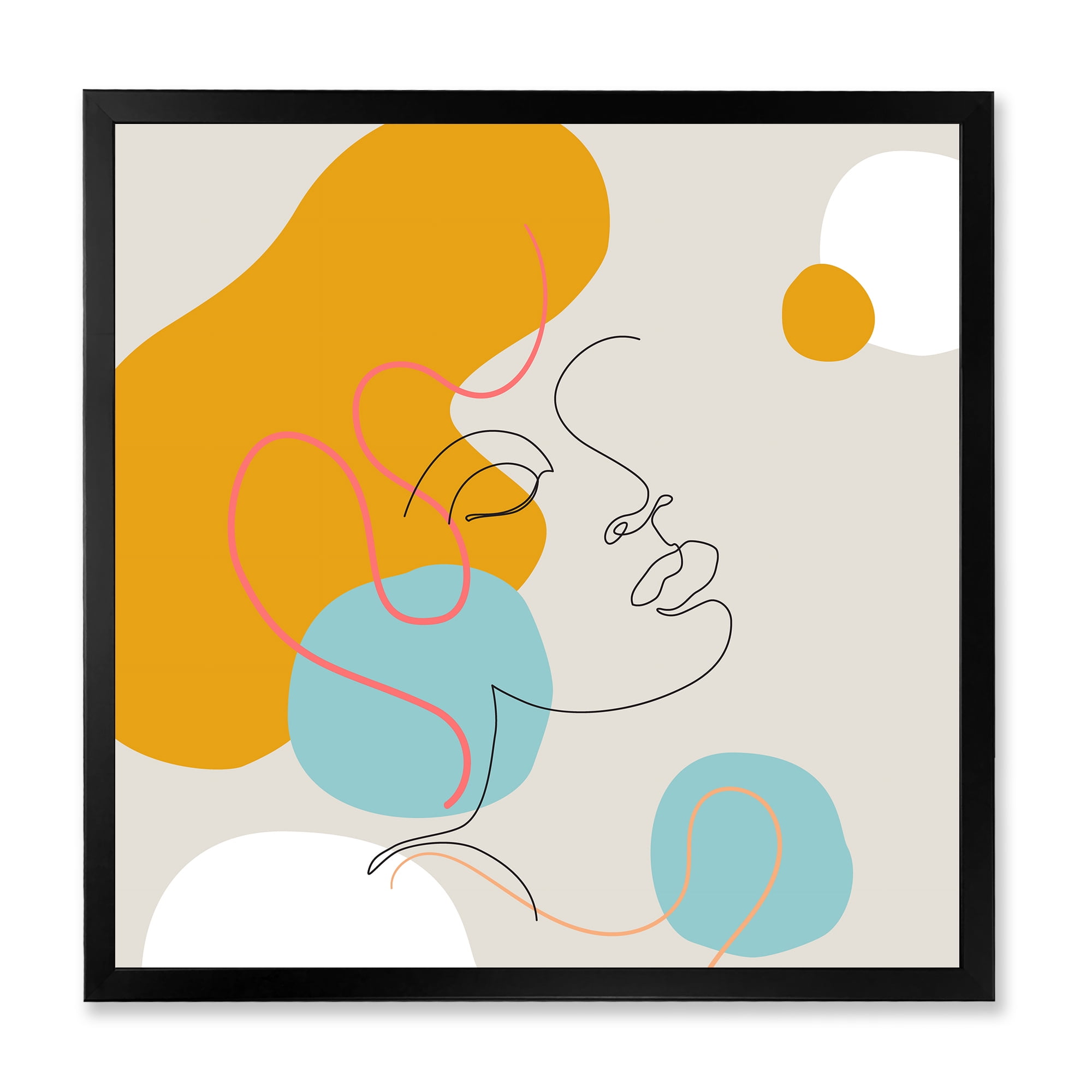 Designart 'Minimal Portrait of Female Face Drawn With One Line I' Modern Framed Art Print