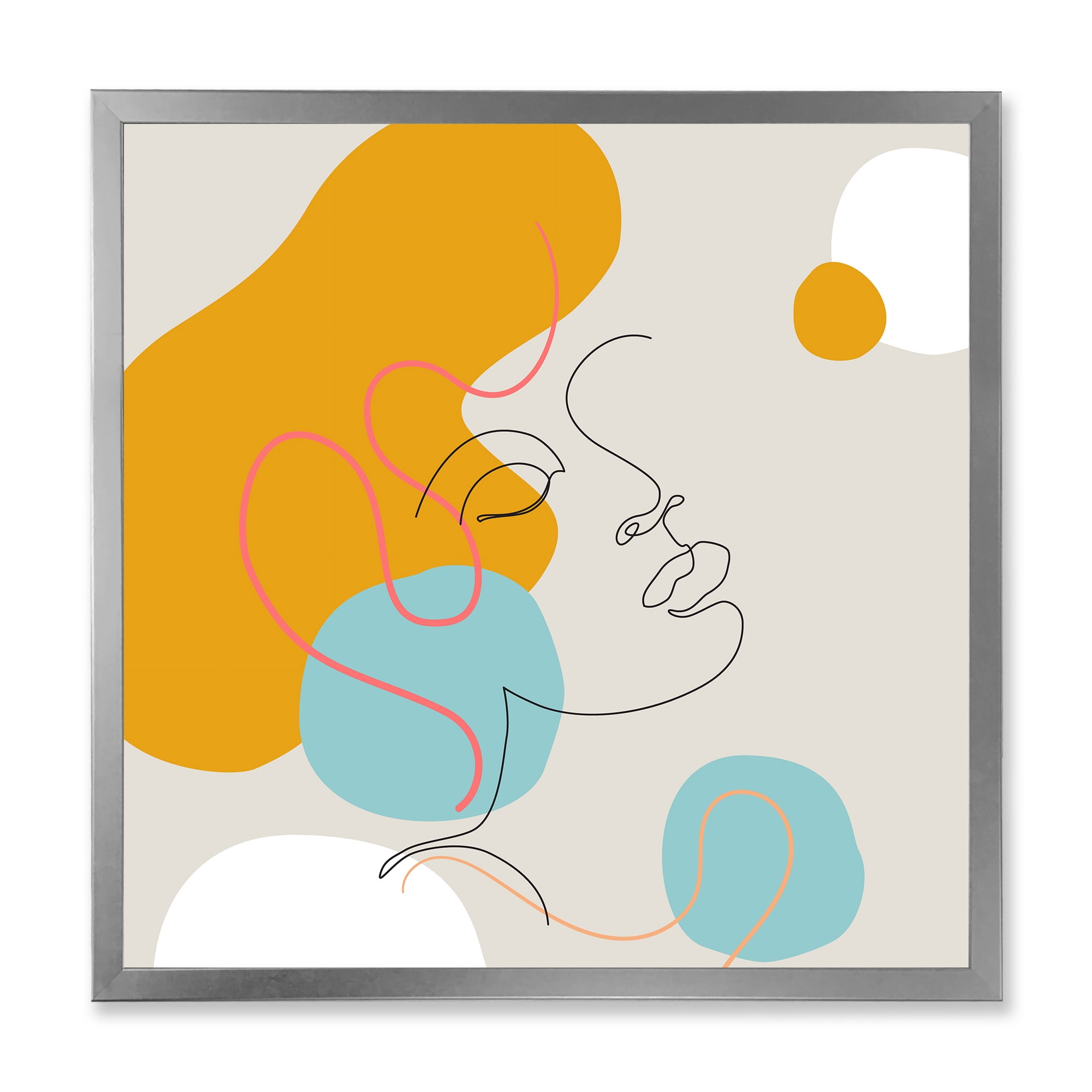Designart 'Minimal Portrait of Female Face Drawn With One Line I' Modern Framed Art Print