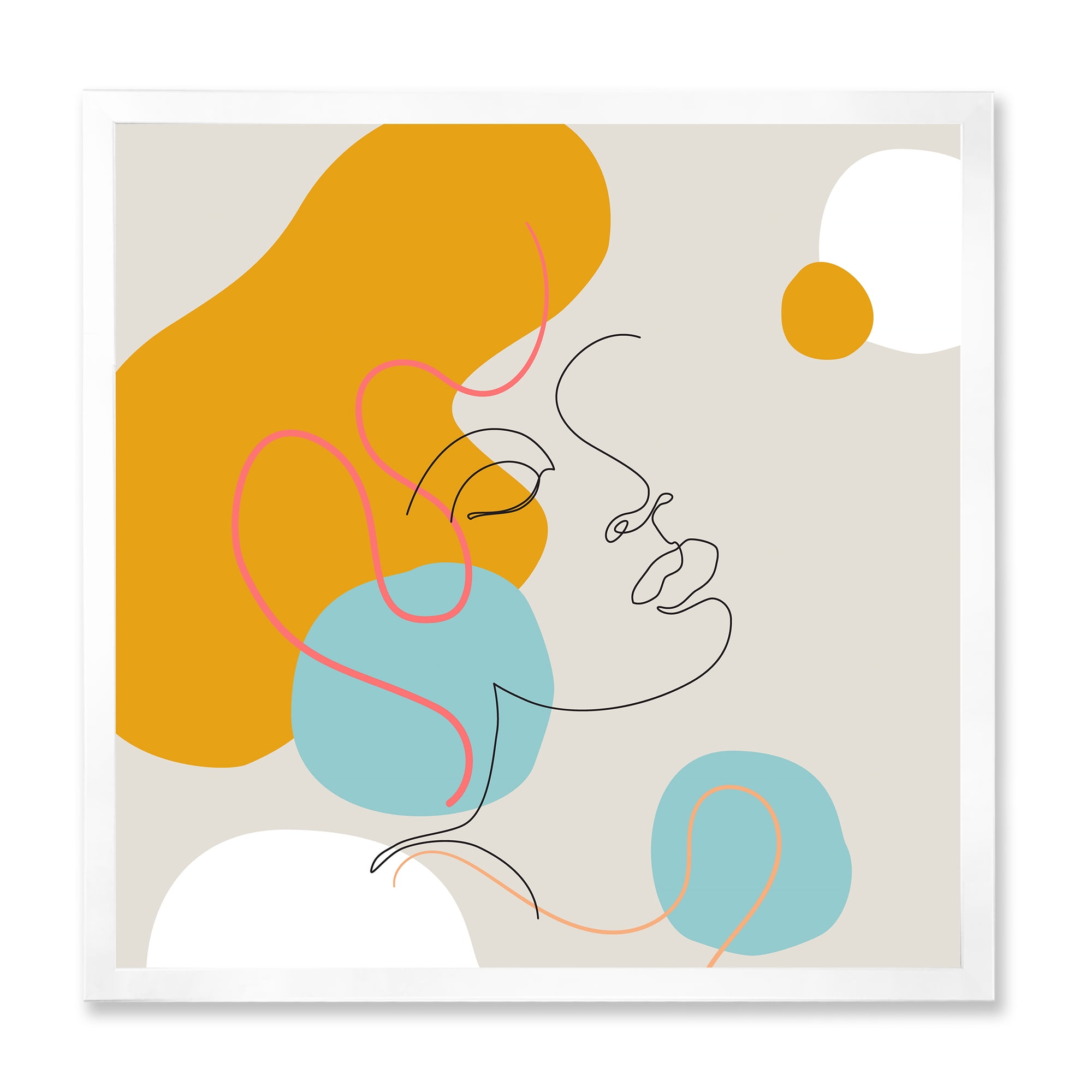 Designart 'Minimal Portrait of Female Face Drawn With One Line I' Modern Framed Art Print